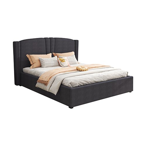Roman Black Velvet Upholstery High Quality Slats Gas Lift Mechanism Metal Structure Bed Frame in Multiple Sizes